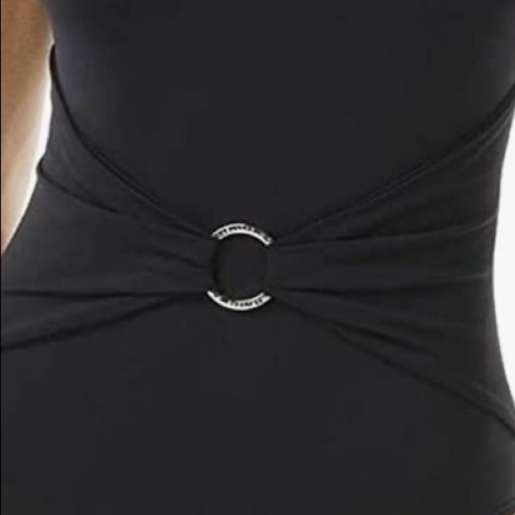 MICHAEL Michael Kors Sash Logo Trim One Piece Black Swimsuit - Picture 5 of 13